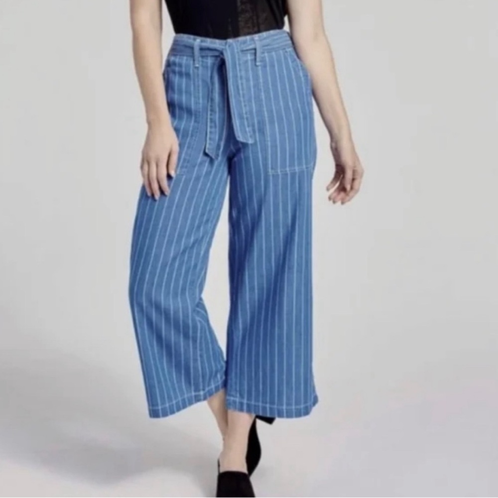 Seven Pin Striped Wide Leg Pant Women’s Size 4 No Belt